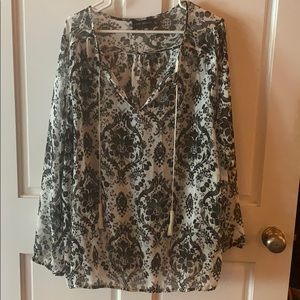 Sheer black and white lane Bryant blouse